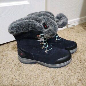 NEW Womens Swiss Tech Pac Snow Boots 8 Black Faux Fur Toggle Close 3M Thermolite